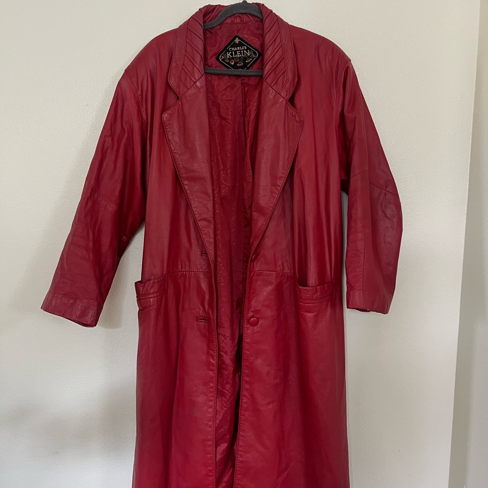 Women's Red Leather Coat